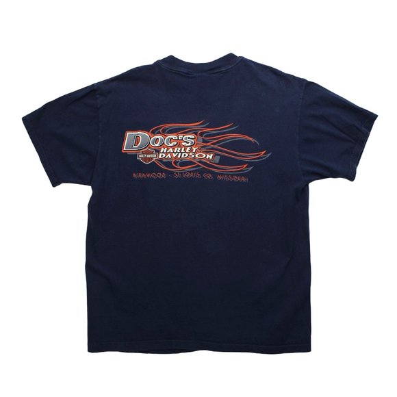 Harley Davidson Vintage 1999 Navy Blue Fathead Short Sleeve T Shirt Top sz L - Picture 4 of 4